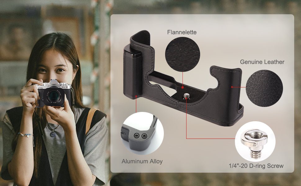 product_n[For Nikon Zfc] Premium Cowhide Leather Grip & L - Shaped Handle (Black) - Professional Camera Accessoriesame - Agaterod