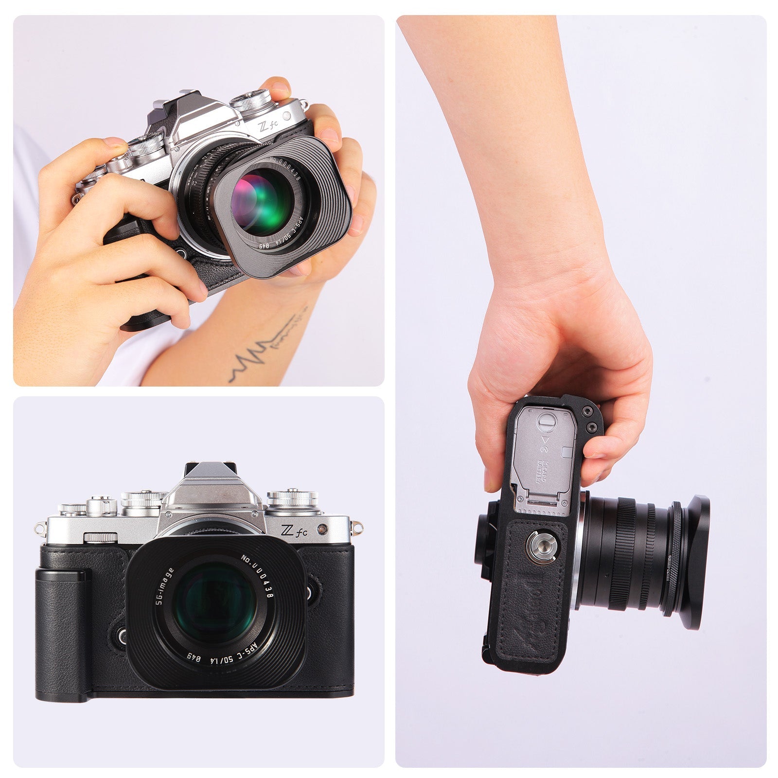 product_n[For Nikon Zfc] Premium Cowhide Leather Grip & L - Shaped Handle (Black) - Professional Camera Accessoriesame - Agaterod