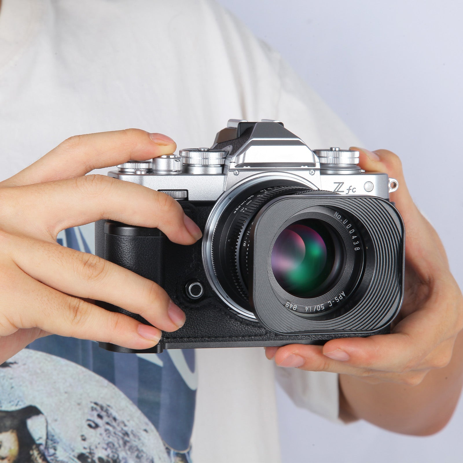 product_n[For Nikon Zfc] Premium Cowhide Leather Grip & L - Shaped Handle (Black) - Professional Camera Accessoriesame - Agaterod