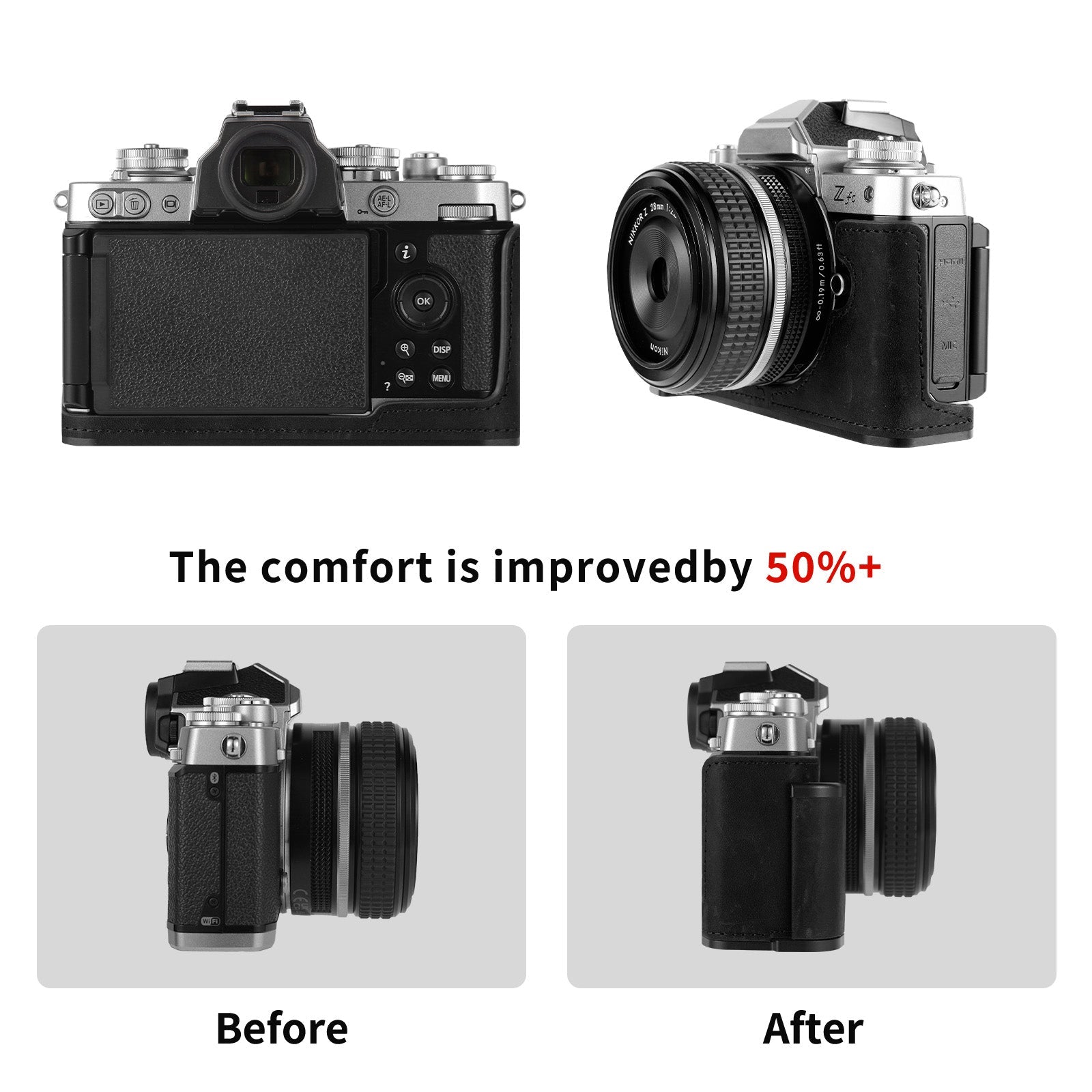 product_n[For Nikon Zfc] Premium Cowhide Leather Grip & L - Shaped Handle (Black) - Professional Camera Accessoriesame - Agaterod