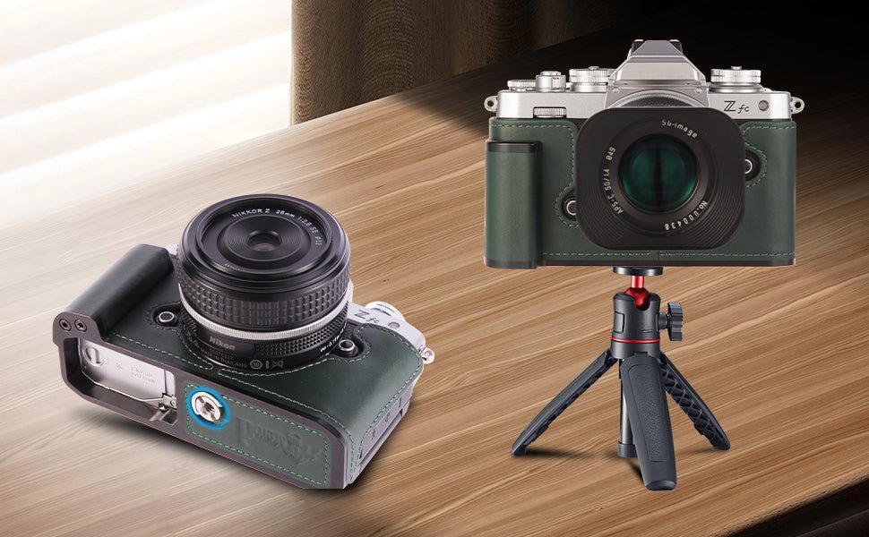product_n[For Nikon Zfc] Premium Cowhide Leather Grip & L - Shaped Handle (Dark Green) - Professional Camera Accessoriesame - Agaterod
