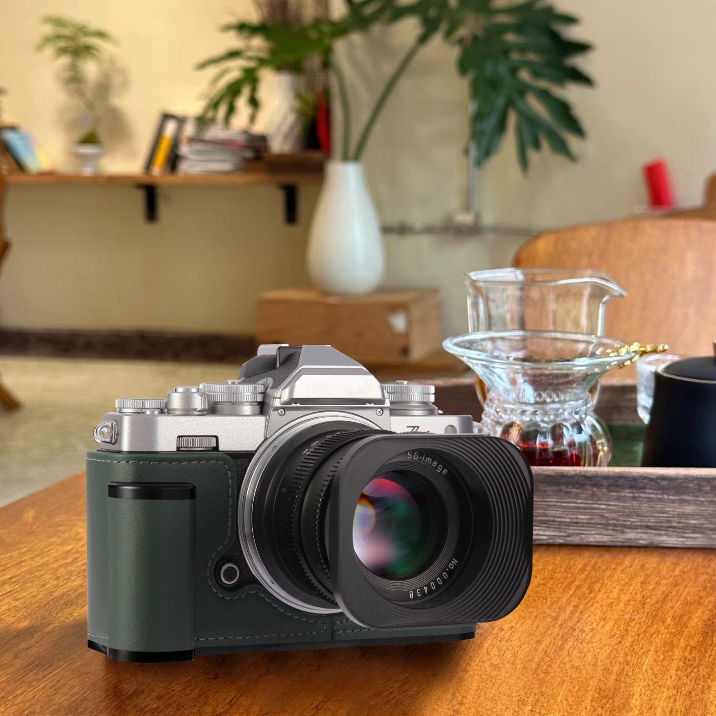 product_n[For Nikon Zfc] Premium Cowhide Leather Grip & L - Shaped Handle (Dark Green) - Professional Camera Accessoriesame - Agaterod